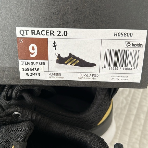 Adidas QT Racer 2.0 Black and Gold Size 9 - Picture 8 of 8
